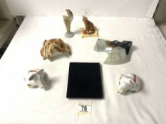 A PAIR OF VILLEROY AND BOCH ANIMAL CONDIMENTS, MID WINTER BAMBI, DOULTON CAT ON A CUSHION AND 2