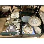 STONEWARE POTTERY RABBIT JELLY MOULD, ANOTHER JELLY MOULD, NORITAKE PLATES, WOODS CERAMIC TUREEN AND