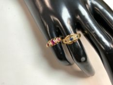 TWO VICTORIAN 18K GOLD RINGS WITH STONES SIZE K AND N.5 3.9 GRAMS