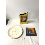 A PICASSO PLATE MADE BY SALINS FRANCE, 24 CM, A 1996 LACQUERED PICASSO LIMITED EDITION VASE BY ARTIS