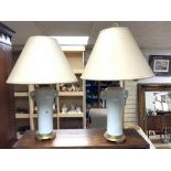 PAIR OF CHINESE CELADON TABLE LAMPS BY MAITLAND AND SMITH HONG KONG 40CM