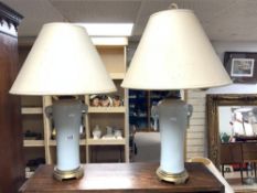 PAIR OF CHINESE CELADON TABLE LAMPS BY MAITLAND AND SMITH HONG KONG 40CM