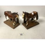 PAIR OF PAINTED METAL HORSE BOOKENDS.