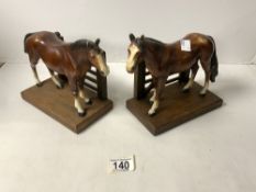 PAIR OF PAINTED METAL HORSE BOOKENDS.