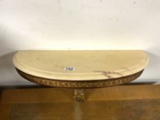 SMALL MARBLE TOP GILT DEMI LUNE CONSOL TABLE, 58 CMS.