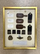 COLLARS AND BADGES IMPERIAL AIRWAYS FOR LT COL HUGH COLLINSON 1930'S CROYDON AIRPORT FRAMED AND
