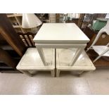 PAIR OF HANDMADE STONE SQUARE SIDE TABLES BY MAITLAND AND SMITH 68CM WITH A SINGLE CHINESE