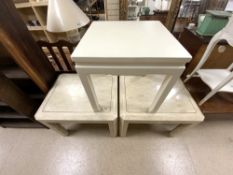 PAIR OF HANDMADE STONE SQUARE SIDE TABLES BY MAITLAND AND SMITH 68CM WITH A SINGLE CHINESE