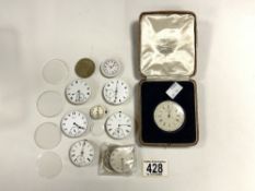 QUANTITY OF POCKET WATCH PARTS ROSKELLS,ER DAVIES AND MORE