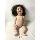 VINTAGE BISQUE HEAD DOLL WITH COMPOSITE BODY - MAKER CATTERFELDER PUPPENFABRIK, NUMBER 263- 50.