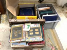 LARGE QUANTITY OF FIRST COVERS WITH A FEW STAMP ALBUMS AND COMMEMORATIVE COINS