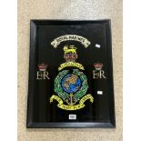 MILITARY ROYAL MARINES FOIL AND PAINT ART WORK FRAMED AND GLAZED 64 X 49CM