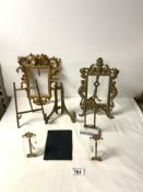 ORNATE BRASS PHOTO FRAME, 27X18 CMS, ORNATE GILTWOOD FRAME, BRASS EASEL STAND, SMALL PAIR BRASS