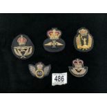 RAF CLOTH BADGE, AND 4 OTHER CLOTH PATCHES.