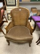 FRENCH STYLE DOUBLE BERGERE ARMCHAIR.