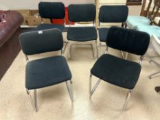FIVE TUBULAR CHROME FRAMED CHAIRS, PURCHASED AT " HEALS "