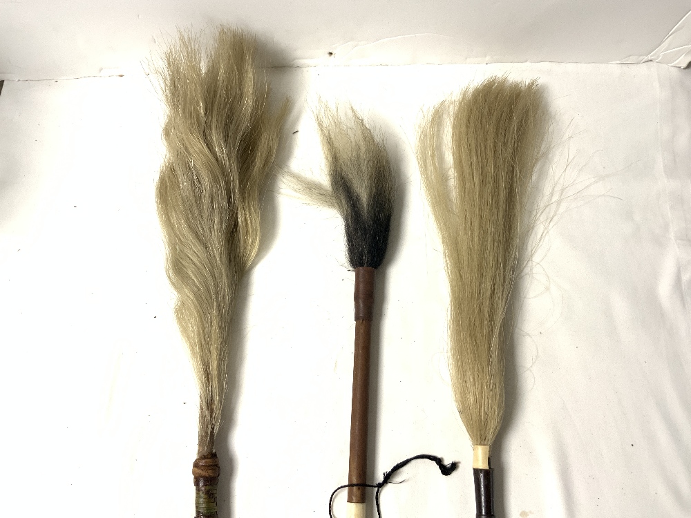 THREE VINTAGE AFRICAN FLY WHISKS. - Image 3 of 4