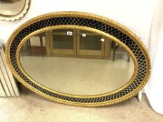 LARGE VINTAGE OVAL WALL MIRROR DECORATIVE BORDER 94 X 130CM