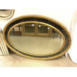 LARGE VINTAGE OVAL WALL MIRROR DECORATIVE BORDER 94 X 130CM