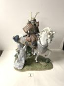 LLADRO FIGURE - FARWELL OF THE SAMURAI, HAS REPAIR TO HOOF AND CHIP, REPAIRS TO HANGING TASSLES [