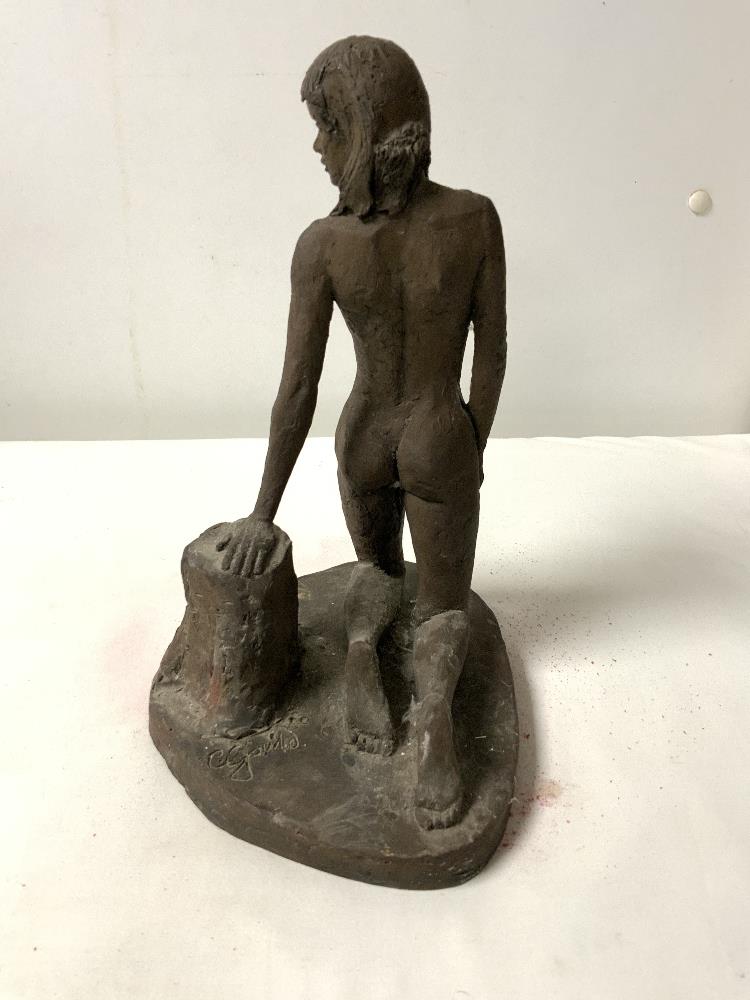A METAL BRONZED SCULPTURE OF A NUDE LADY, SIGNED C GOULD, 27 CMS. - Image 3 of 4