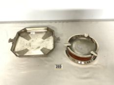 MAPPIN AND WEBB SILVER-PLATED HANDLE DISH WITH A RETRO-PLATED ASHTRAY