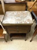 VINTAGE FRENCH THREE DRAWER CHEST WITH MARBLE TOP 33 X 46CM