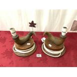 PAIR OF VINTAGE HORN LAMPS ON WOODEN BASES
