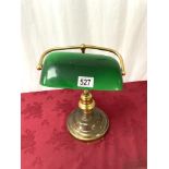 BRASS AND GREEN GLASS BANKERS DESK LAMP