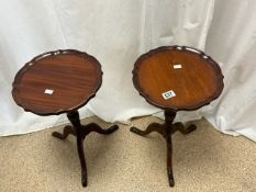 TWO OCCASIONAL WINE TABLES WITH PIE CRUST EDGES