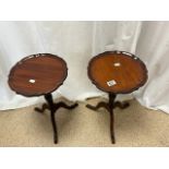 TWO OCCASIONAL WINE TABLES WITH PIE CRUST EDGES