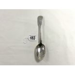 VICTORIAN HALLMARKED SILVER FIDDLE PATTERN TABLESPOON, LONDON 1845. JOSEPH ALBERT SAVORY, 79 GMS.