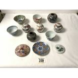 MIXED CHINESE PORCELAIN SOME EARLY 19TH CENTURY CHARACTER MARKS TO BASES
