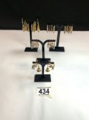 LARGE COLLECTION OF 9 CARAT GOLD EARRINGS YELLOW AND WHITE GOLD 30 GRAMS