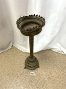 VINTAGE BRASS CANDLESTICK ON PAW FEET A/F 58CM