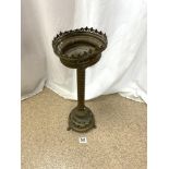 VINTAGE BRASS CANDLESTICK ON PAW FEET A/F 58CM