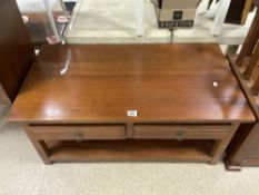 MODERN MAHOGANY TWO DRAWER COFFEE TABLE WITH UNDER STORAGE 110 X 60CM