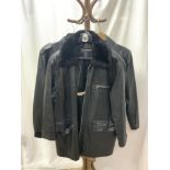 THREE BLACK LEATHER JACKETS, ONE BY DAVID MOORE SIZE SMALL, ONE BY H M MODEN SIZE 42 AND THE OTHER