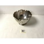 HALLMARKED SILVER CIRCULAR FRUIT BOWL WITH SCALLOPPED BORDER DATED 1923 CHESTER 345 GRAMS