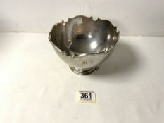 HALLMARKED SILVER CIRCULAR FRUIT BOWL WITH SCALLOPPED BORDER DATED 1923 CHESTER 345 GRAMS