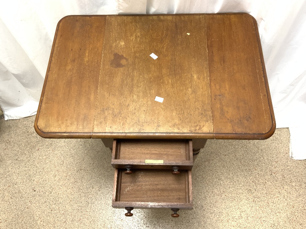 SMALL MAHOGANY DROP END TABLE WITH DOUBLE DRAWERS - Image 2 of 3