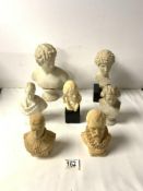 PARIAN WARE BUST OF DAVID, 23 CMS. ANOTHER BUST OF YOUNG ROMAN, PARIAN BUST OF BEETHOVEN, AND FOUR