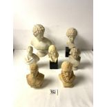 PARIAN WARE BUST OF DAVID, 23 CMS. ANOTHER BUST OF YOUNG ROMAN, PARIAN BUST OF BEETHOVEN, AND FOUR