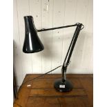 A VINTAGE HERBERT & SONS BLACK ANGLEPOISE DESK LAMP.