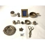 MIXED SILVER AND WHITE METAL ITEMS INCLUDES PICTURE FRAME 8.5 X 6.5 CM