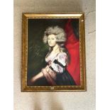 LARGE MODERN OIL ON CANVAS STUDY OF MRS FITZGERALD, AFTER JOSHUA REYNOLDS IN A GILT FRAME, 85X105