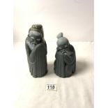 PAIR OF LLADRO FIGURES OF CHINESE MONKS; 20 CMS TALLEST.