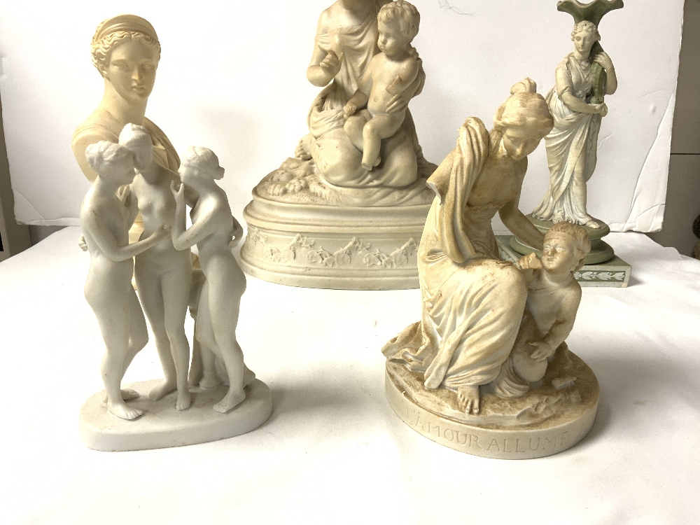 PARIAN WARE FIGURE OF MOTHER AND CHILD A/F, BUST OF DIANA; SIGNED A GIONNELLI; 22 CMS, SMALL - Image 2 of 5