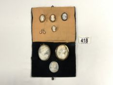QUANTITY OF CARVED CAMEO'S BROOCHES AND EARRINGS