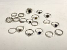 TWENTY-TWO LADIES SILVER RINGS.